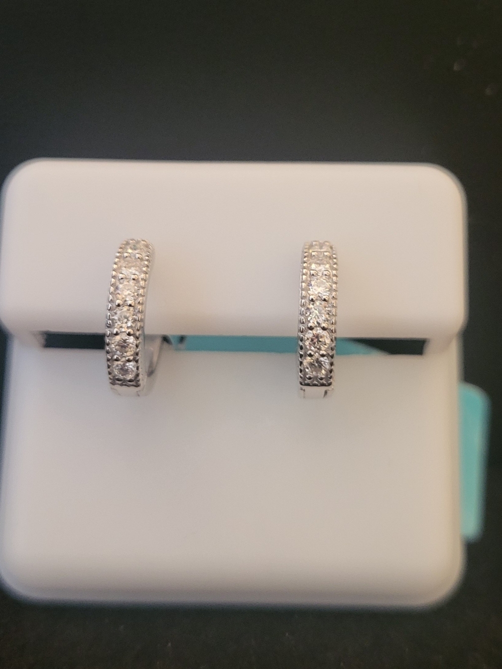 Classic Silver Moissanite Huggie Hoop Earrings
